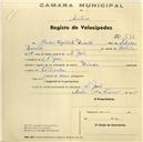 Registo de velocípede de marca Dinar, com o nº 878, em nome de Carlos Batista Duarte, morador em S. João das Lampas.