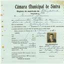 Registo de matricula de velocipedista em nome de Emanuel Lourenço, morador em Sintra, com o nº de inscrição 782.