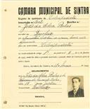 Registo de matricula de velocipedista em nome de João da Silva Belas, morador em Queluz, com o nº de inscrição 2002.