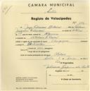 Registo de velocípede de marca Olympique, com o nº 1194, em nome de Jorge Feliciano Ribeiro, morador em Atalaia de Baixo.