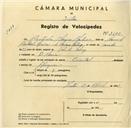 Registo de velocípede de marca Oriental, com o nº 3600, em nome de Agostinho Moreira Mateus, morador em D. Maria.
