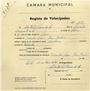 Registo de velocípede com o nº 1471, em nome de Alice Isabel Pereira de Sá, moradora em Mem Martins.