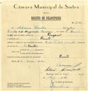 Registo de velocípede de marca Cicles Pombal com motor, com o nº 7082, em nome de Adriano Coelho, morador em Baratã.
