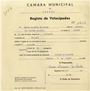 Registo de velocípede com o nº 1837, em nome de Maria Saraiva da Costa, moradora em Vinagre.