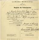 Registo de velocípede de marca Champion, com o nº 2241, em nome de Armando Monteiro Ribeiro Pereira, morador em Granja do Marquês.