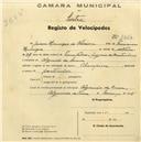 Registo de velocípede de marca Champion, com o nº 1424, em nome de Jaime Henrique de Oliveira, morador em Algueirão de Cima.