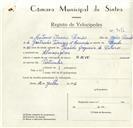 Registo de velocípede de marca H.M.W., com o nº 9074, em nome de António Inácio Simões, morador em Almoçageme.