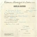 Registo de velocípede de marca Cycles Pombal, com o nº 5243, em nome de Fernando José Franco, morador em Montelavar.