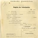 Registo de velocípede com o nº 595, em nome de Aníbal Dias, morador em Idanha.