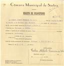 Registo de velocípede de marca Olga, com o nº 7898, em nome de Carlos Alberto Ferreira da Silva, morador em Terrugem.