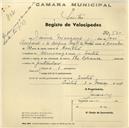 Registo de velocípede de marca The Reliance, com o nº 870, em nome de Jaime Marques, morador em Almoçageme.