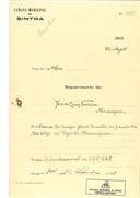 Construção de adega, em nome de José Cruz Ferreira, em Almoçageme, com o Processo OB nº 464/1923, com a licença de construção nº 344 de 24/09/1923.