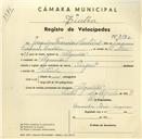 Registo de velocípede de marca Peugeot, com o nº 3170, em nome de Joaquim Francisco Caetano, morador em Algueirão.