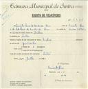 Registo de velocípede de marca Helios, com o nº 5334, em nome de Ernesto Paiva de Andrade Rau, morador em Sintra.