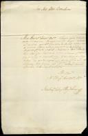 Carta dirigida a José Rodrigues Bandeira proveniente de José Joaquim Sequeira, que se encontrava na cidade da Bahia, dando notícias da sua chegada ao Brasil.