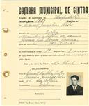 Registo de matricula de velocipedista em nome de Manuel Gonçalves Belas, morador em Queluz, com o nº de inscrição 1963.