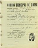 Registo de matricula de velocipedista em nome de Pedro José Policarpo, morador em Concelho, com o nº de inscrição 1777.