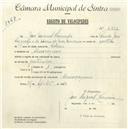 Registo de velocípede com o nº 4834, em nome de José Miguel Louçada, morador em Almoçageme.