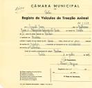 Registo de um veiculo de duas rodas tirado por dois animais de espécie cavalar destinado a transporte de mercadorias em nome de Augusto Luís, morador em Queluz.