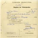 Registo de velocípede de marca Olympique, com o nº 2864, em nome de João Ribeiro, morador em Lourel.