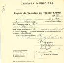 Registo de um veiculo de duas rodas tirado por um animal de espécie muar destinado a transporte de mercadorias em nome de José Joaquim Miguel, morador no Ral.