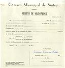 Registo de velocípede de marca Alpino, com o nº 8255, em nome de Giovanni Giacomo Salvi, morador em Almoçageme.