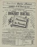 Programa do filme "Prisioneiro do Passado" com a participação de Humphrey Bogart e Lauren Bacall.