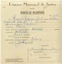 Registo de velocípede de marca Nacional, com o nº 8024, em nome de Ricardo Rodrigues Grilo, morador em Colares.