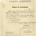 Registo de velocípede de marca Oriental, com o nº 1117, em nome de César de Sousa Maia Campos Silva, morador na Avª António Enes nº 41, Queluz.