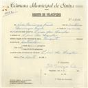 Registo de velocípede de marca Peugeot, com o nº 4816, em nome de João Domingos Frade, morador em S. João das Lampas.
