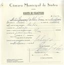 Registo de velocípede com o nº 5652, em nome de Artur Manuel da Silva Tavares, morador em Sabugo.