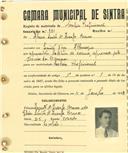 Registo de matricula de cocheiro profissional em nome de Álvaro Santos de Araújo Branco, morador na Quinta Nova, Albarraque, com o nº de inscrição 881.