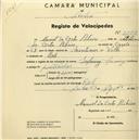 Registo de velocípede de marca Spring, com o nº 2153, em nome de Manuel da Costa Ribeiro, morador em Ral.
