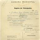 Registo de velocípede de marca Olympique, com o nº 803, em nome de Guilherme José Carreira, morador em Godigana.