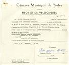 Registo de velocípede de marca Dover, com o nº 9349, em nome de Paulo Joaquim Monteiro, morador em Odrinhas.