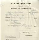 Registo de velocípede de marca Flecha, com o nº 4588, em nome de Manuel da Silva, morador em Belas.