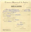 Registo de velocípede com o nº 7562, em nome de Celce Augusto Coelho Guerreiro, morador em Massamá.