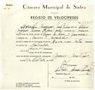 Registo de velocípede de marca Mavic com motor, com o nº 9375, em nome de Anselmo Marques Pereira Ribeiro, morador em Mem Martins.