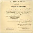 Registo de velocípede com o nº 1173, em nome de António Domingos Frade, morador em S. João das Lampas.