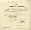 Registo de velocípede de marca Nacional, com o nº 3546, em nome de António José Valentim dos Santos, morador em Pero Pinheiro.