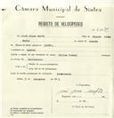 Registo de velocípede de marca Cicles Pombal, com o nº 8267, em nome de José Jones Moftt, morador em Queluz.