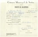 Registo de velocípede com o nº 8527, em nome de José Jorge Martins, morador em Rio de Mouro.