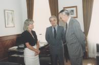 Reunião de Edite Estrela, Presidente da Câmara Municipal de Sintra, Frederico Mayor Zaragoza, Presidente da Unesco.