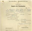 Registo de velocípede de marca Dealce, com o nº 396, em nome de Domingos Simões Calças, morador em Assafora.