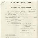 Registo de velocípede de marca Nacional, com o nº 4519, em nome de João Rodrigues Duarte, morador em Várzea de Sintra.