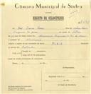 Registo de velocípede de marca Nubia, com o nº 7598, em nome de José Inácio Tomás, morador em Albarraque.