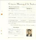 Registo de matricula de velocipedista em nome de José Pedro Assunção Tomás, morador em Galamares, com o nº de inscrição 6465.