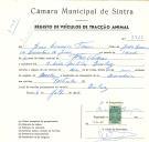 Registo de um veiculo de duas rodas tirado por um animal de espécie cavalar destinado a transporte de mercadorias em nome de Luís Lourenço Franco, morador na Estrada Militar, Queluz.