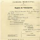 Registo de velocípede com o nº 1988, em nome de Maria Fernanda Fernandes Souto, moradora em Colares.
