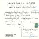 Registo de um veiculo de duas rodas tirado por um ou dois animais de espécie cavalar destinado a transporte de mercadorias em nome de Manuel Guilherme Bastos Mendes, morador no Casal de Olivença, Linhó.